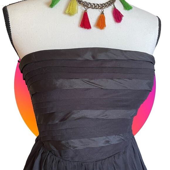 Maje Women's Black Cotton Silk Strapless Flirty Fit Flare Mini Dress sz 1 XXS 00 - Picture 3 of 15